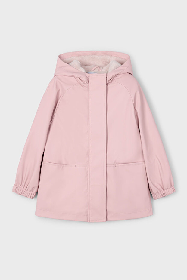 Girl's Hooded Plush Coat - Powder Pink