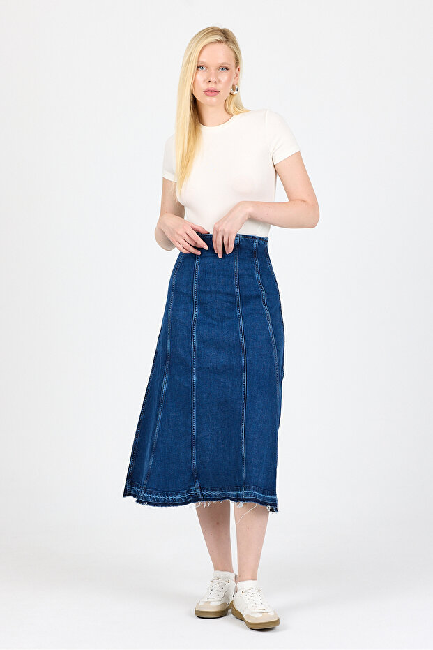 Uzun Denim Etek