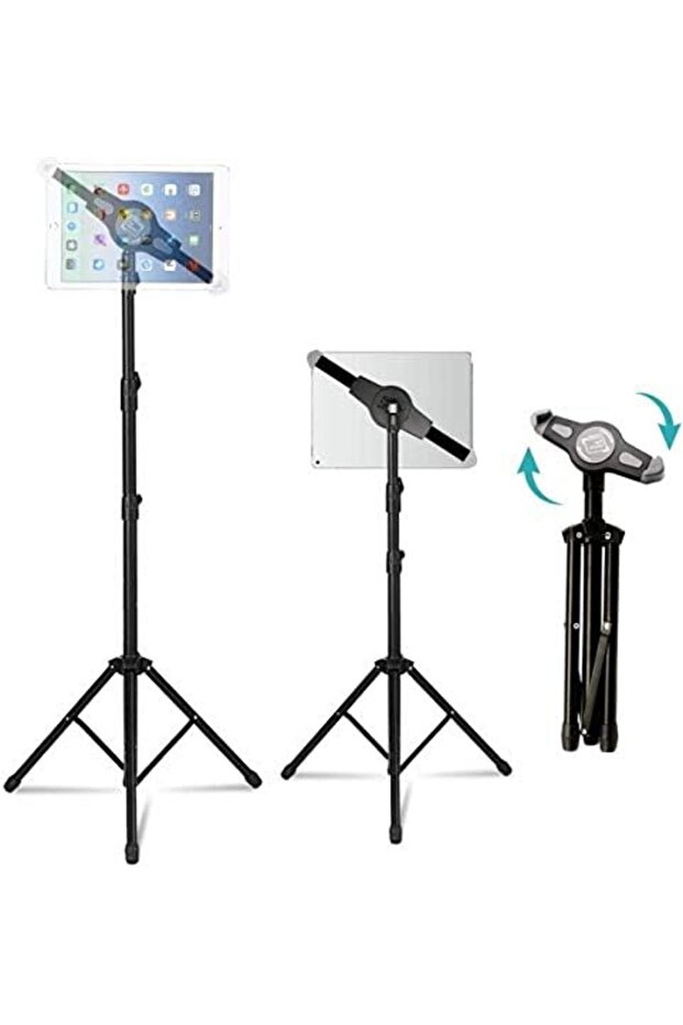 iPad and Mobile Phone Tripod Stand, Height Adjustable 20 to 60 Inch with 360 Degree Rotating T top-n