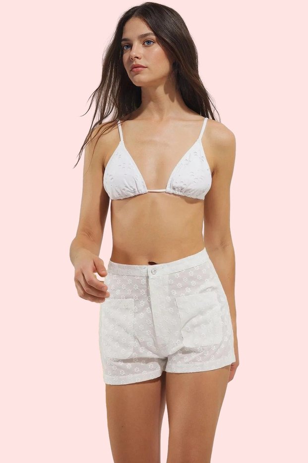 Women's Fashion Brode Woven Narrow Leg Beach Shorts Summer Shorts Daily Use Weekend