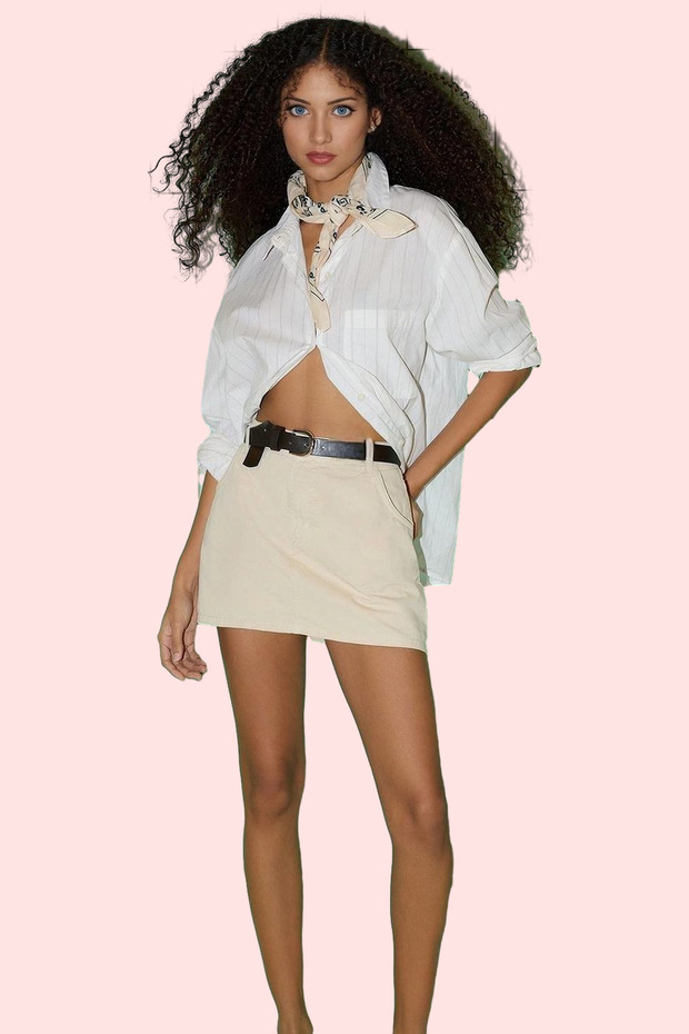 Women's Fashion Denim Shorts Skirt Plain Pattern Pipe Leg Short Length with Belt Cotton Summer Casual Combinations