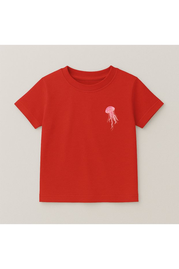 Jellyfish Crew Neck 100% Cotton Printed Short Sleeve Children's and Teenage T-Shirt