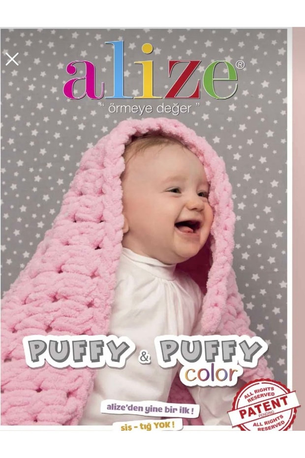 Alize pufy ( 5 adet ) el örgü İpliği 5 Li paket 185 pembe 10.Gr 9mt parmak örgü lpi puffy - 2