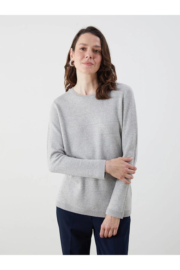Lcw Crew Neck Striped Women's Knitwear Sweater (W5)