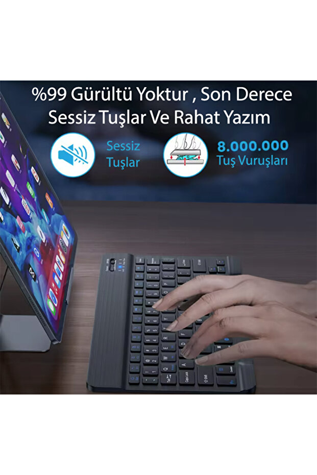 Samsung Galaxy A9 8.7 x110 Uyumlu Standlı Kılıf Ve Dokunmatik Kalem Ve Klavye ve Mouse - 2