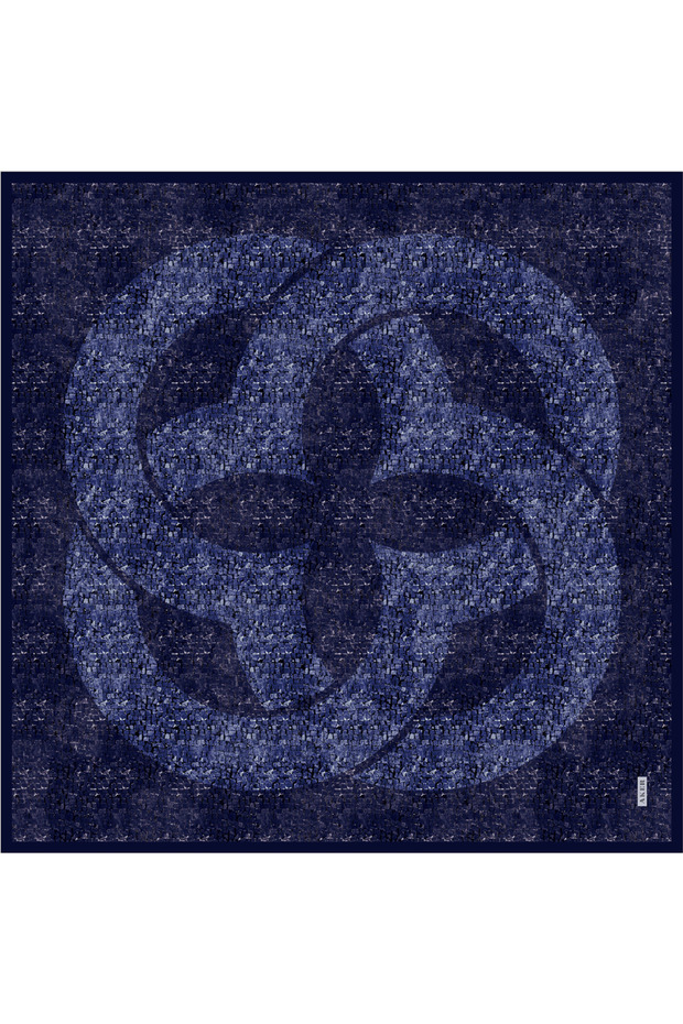 2025-2026 New Season Navy Blue Silk Crepe Satin Scarf