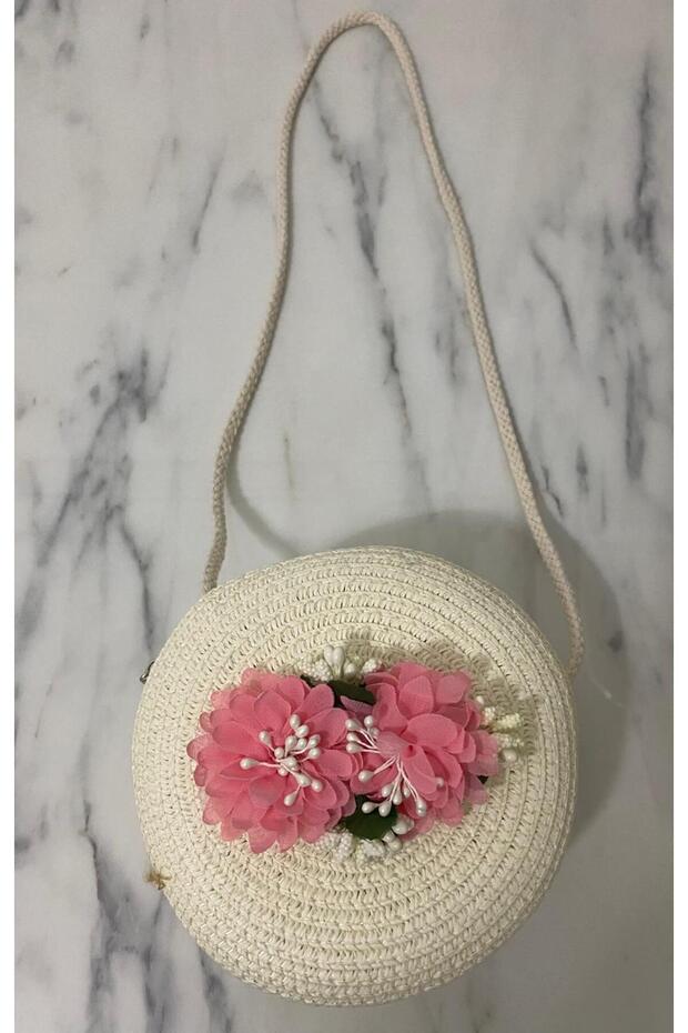 Flower Detail Girl's Straw Bag