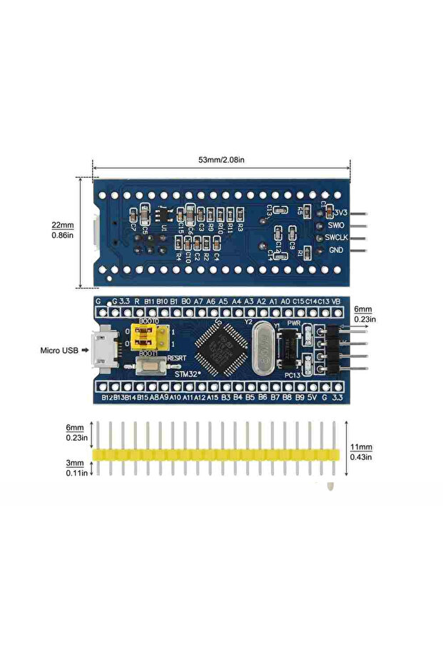STM32F103C8T6 System Board Microcontroller Core Board STM32 MICRO TYPE-C Arayüz - 4