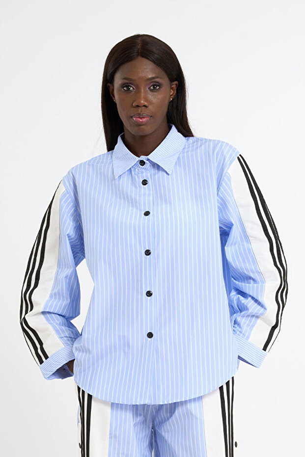 Şerit Kol Detaylı Gömlek | Ü25121 - 1