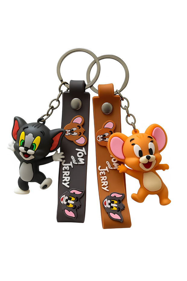 Tom and Jerry Keychain 3D Accessory Bag Ornament Set of 2 Mascot Figure Gift Set