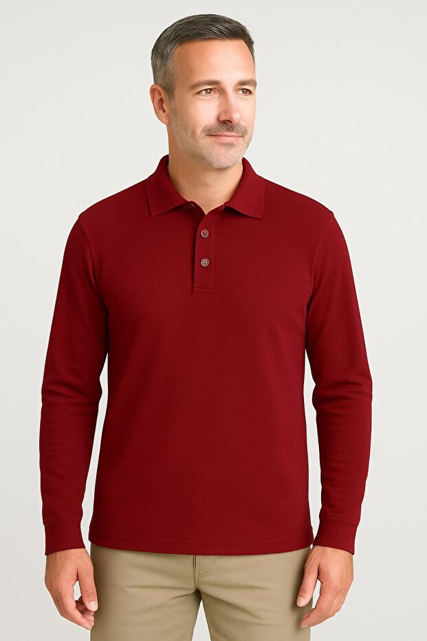 Unisex High School Long Sleeve Polo Collar T-Shirt
