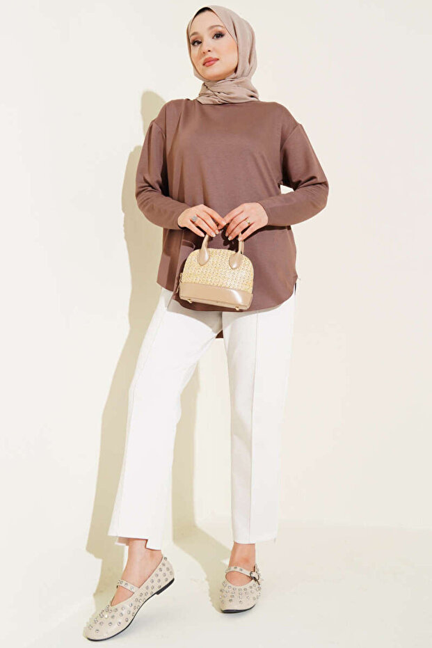 Basic Bottom Seamless Solid Color Long Sleeve Tunic - 1