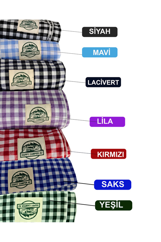 Saks Mavi Pötikare Pamuk Dokuma Çevre Dostu Kamp Karavan Masa Örtüsü 120 cm - 6