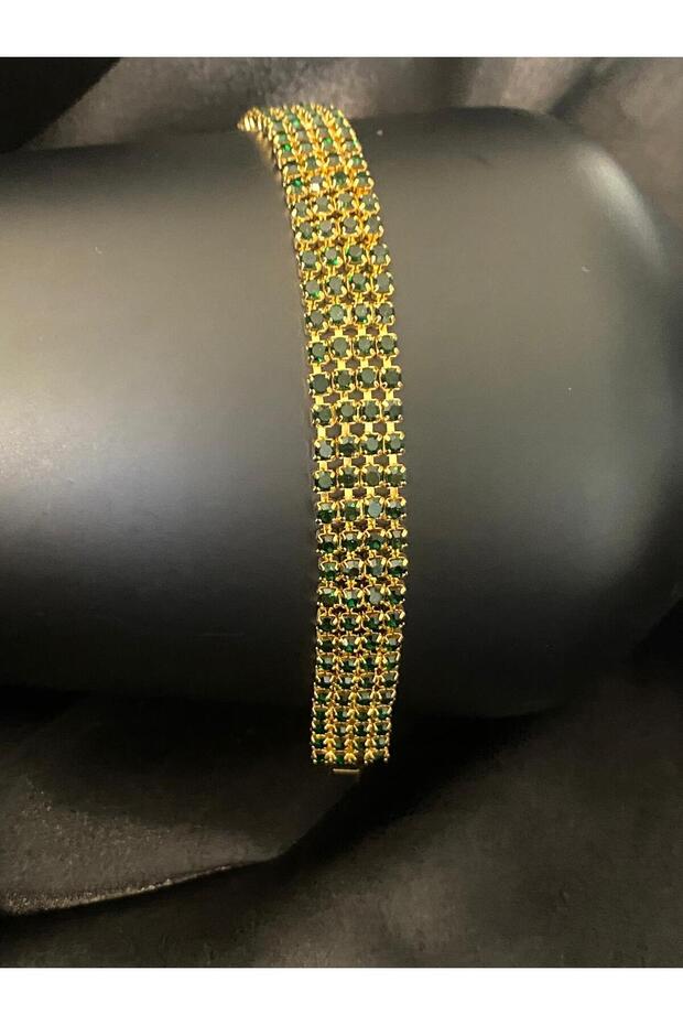 Silver Color Steel Bracelet with Colored Zircon Stone