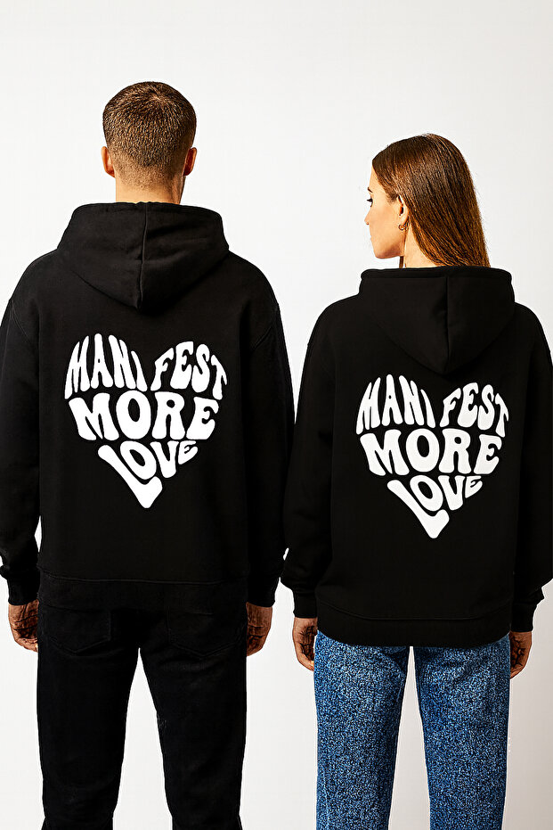 Dear Couple Combination Manifest More Love Back Printed Design Hooded Sweatshirt Set of 2