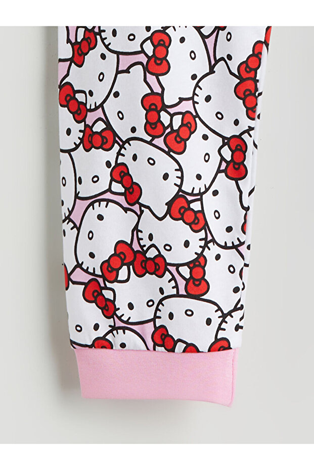 Pembe Bisiklet Yaka Hello Kitty Baskılı Kız Çocuk Pijama Takımı - 6