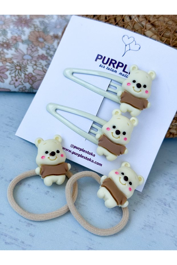 Set of 4 Buckles with Cute Teddy Bear Figure // Baby Kids Buckle // Girls Buckle // School Buckle