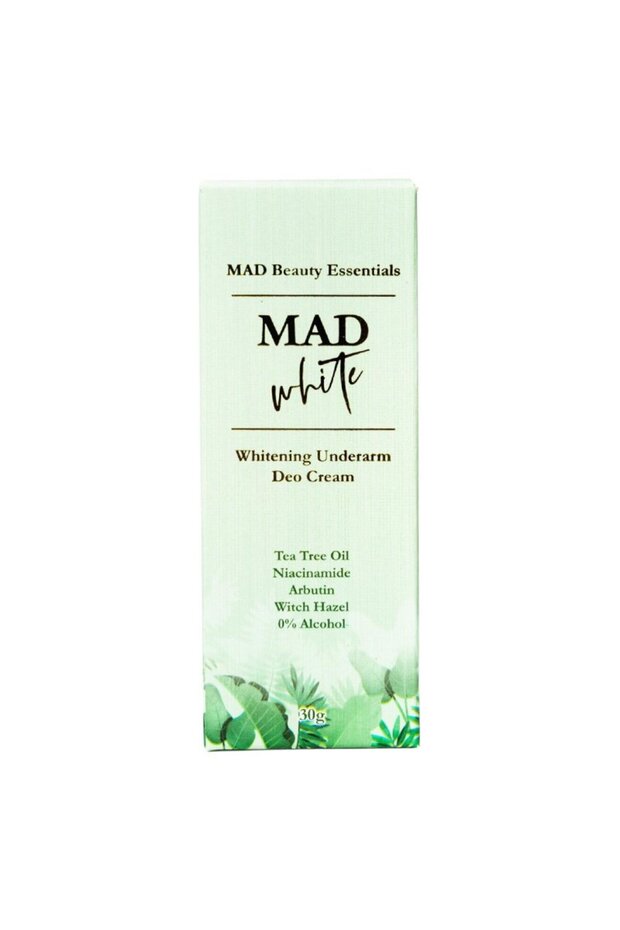 MAD White Whitening Underarm Deo Cream with Tea Tree Oil, Niacinamide, Arbutin & Witch Hazel 30g