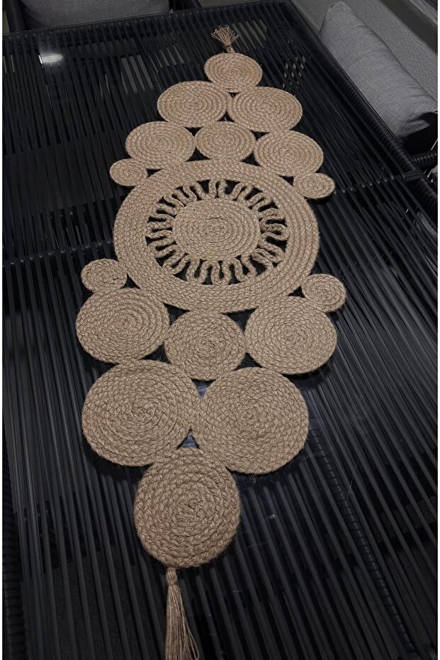 Begonvil Model Jute Fabric Patterned Runner - 2