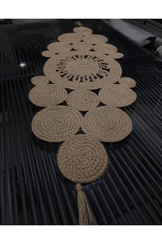 Begonvil Model Jute Fabric Patterned Runner - 5