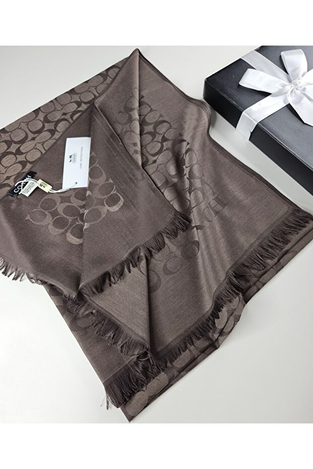 C Desen Soft İpek Yün Şal Çift Taraflı Pamuk Şal Silk Scarf Shawl Hijab - 2