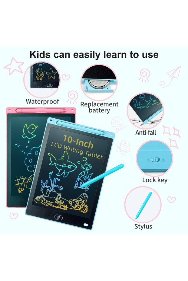Lcd Writing Tablet Digital Pen Drawing Writing Board Color Screen 10 Inch (25.4 cm)