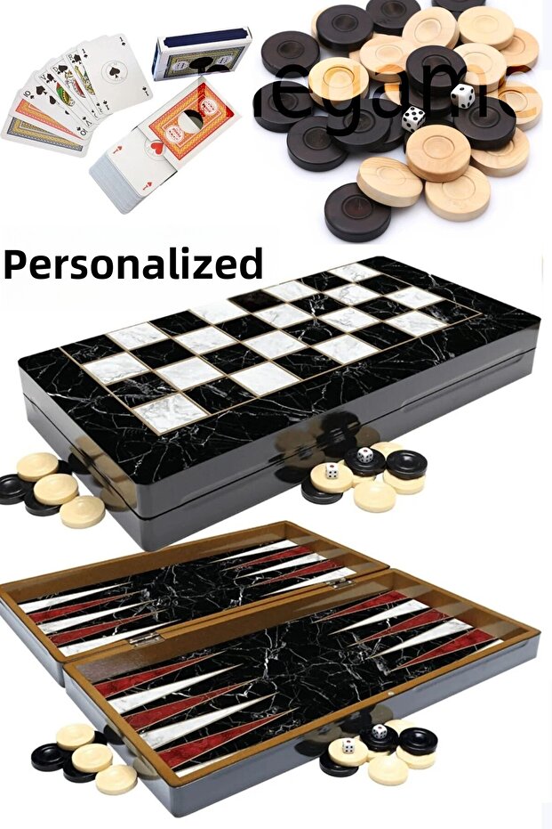لعبة الطاولة ذات الزخارف الرخامية الشخصية، لعبة الطاولة الخشبية، لعبة الطاولة المصقولة ذات الجودة الفاخرة لعيد الأم - 1