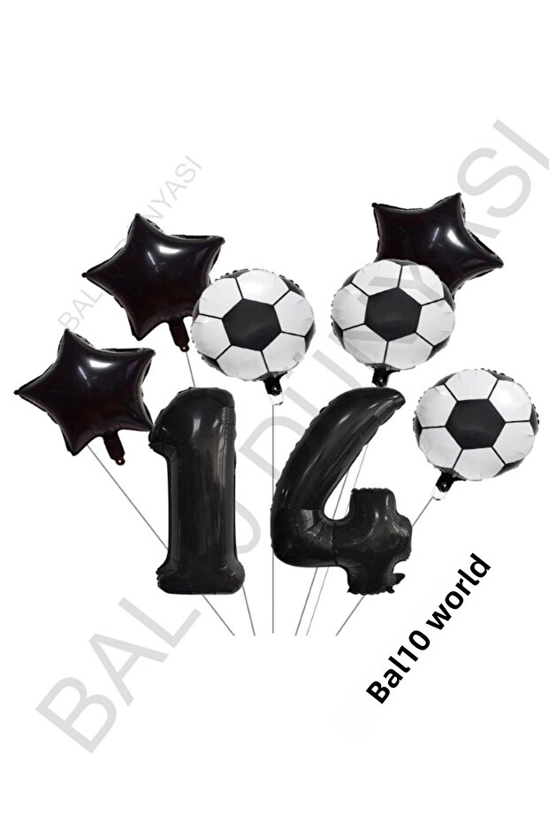 Star Number Football Ball Patterned Foil Balloon Set Age 14