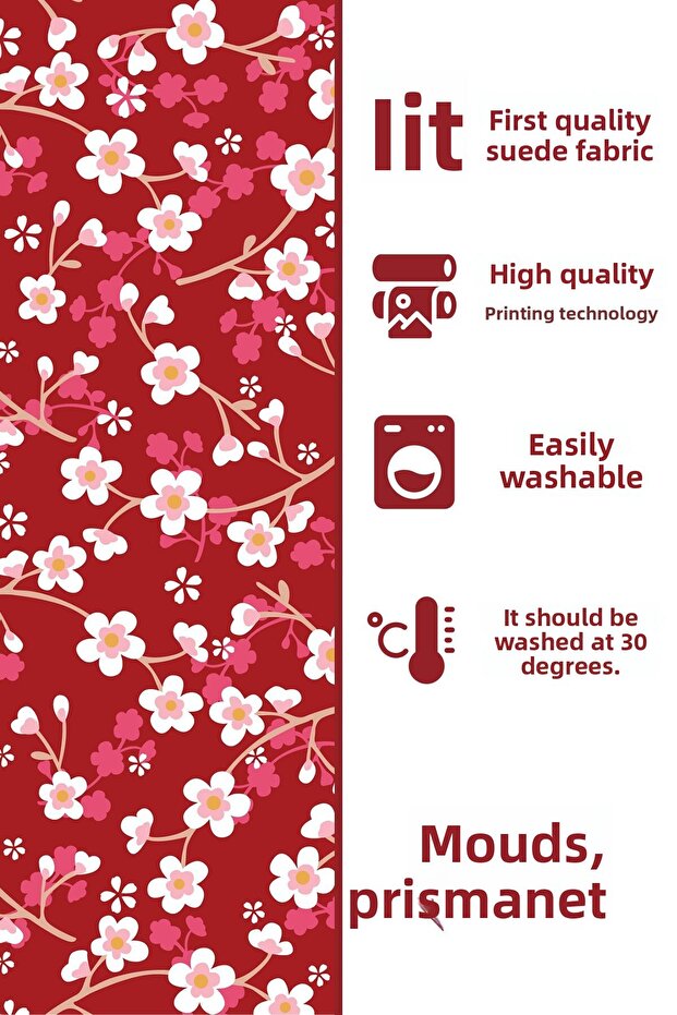 غطاء وسادة مفرد مطبوع عليه زهور حمراء مطبوعة على الوجهين - 3