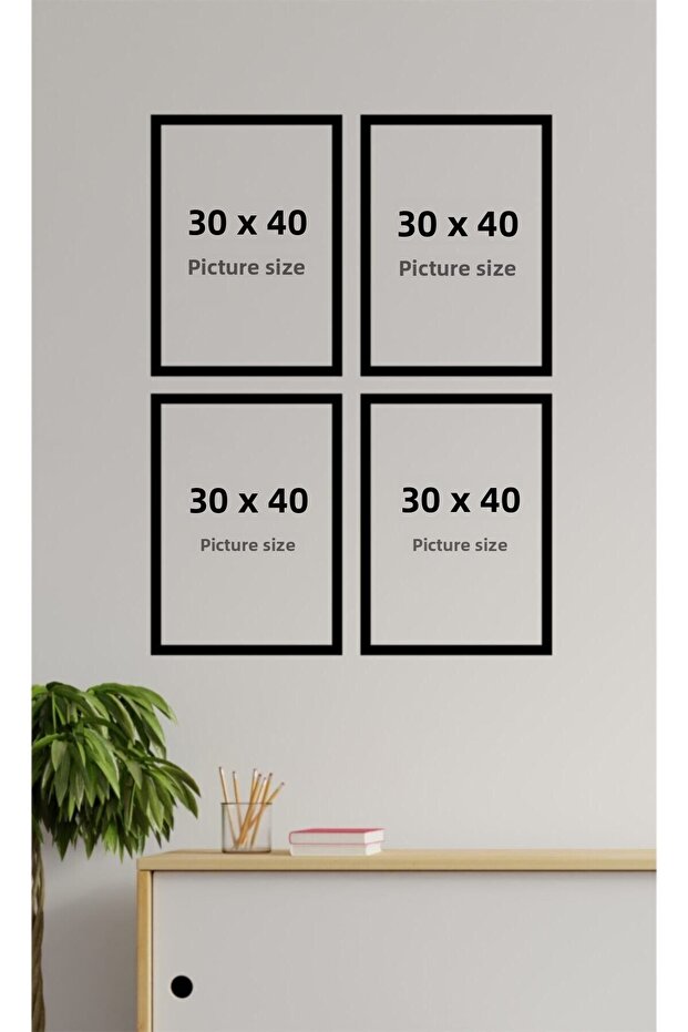 لون أسود 30x40 سم 4 قطع إطار فارغ 4 قطع 4 قطع