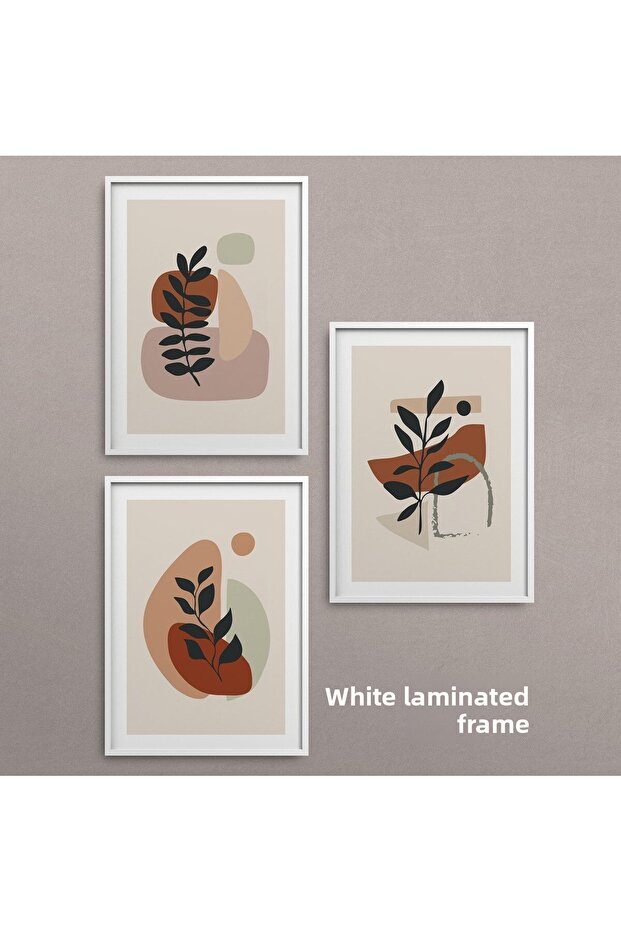 White Laminated Frame Set 3 Piece Painting Hpn044