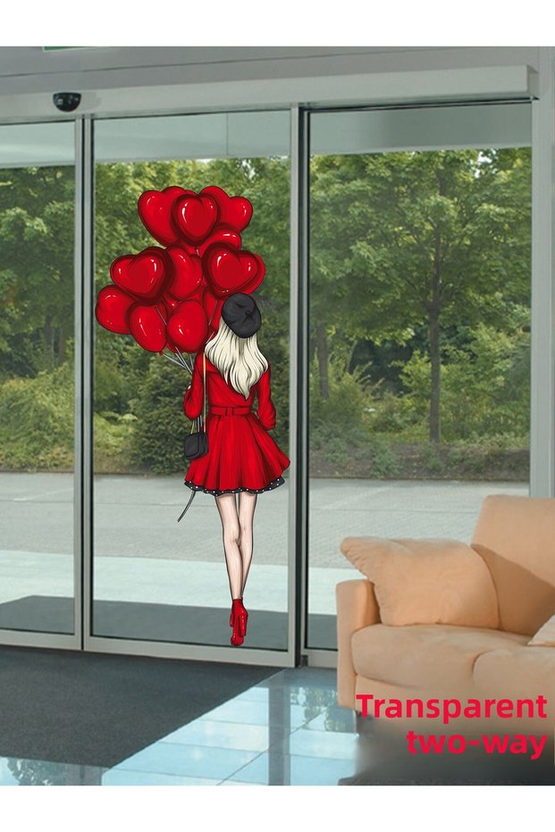 Clear Red Heart Balloon Sticker for Valentine's Day - Teen Girls Room Store