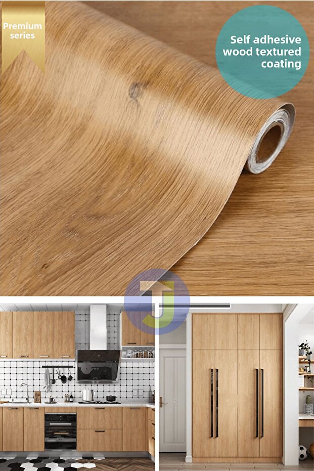 Self Adhesive Textured Wood Look Premium Kitchen Wall Cabinet Finish 60Cmx100Cm