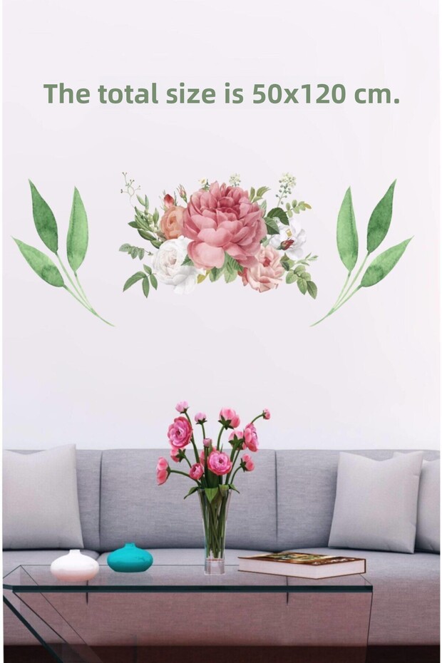 Pastel Colored Flowers and Leaves - Suitable for Different Uses (50x120cm)