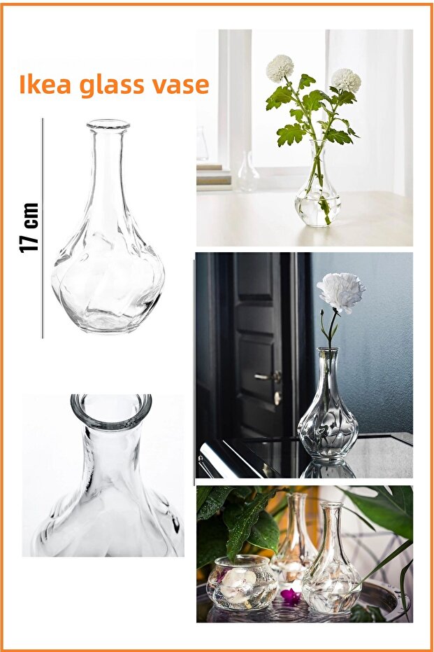 Vıljestark Decorative Glass Vase, 17 cm