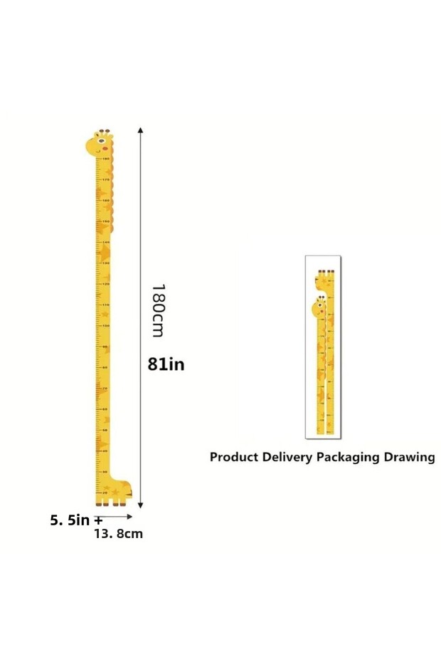 180cm Cute Giraffe Shaped Kids Height Measure Wall Sticker