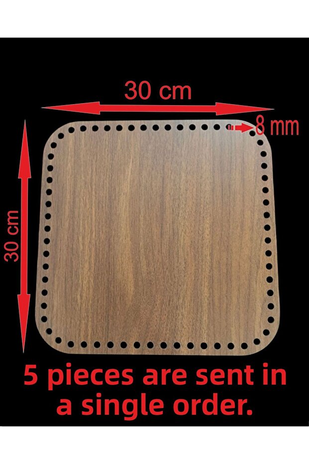Wooden Walnut 30X30 cm 5 Pcs Bamboo Tray Mesh Plate Supla Perforated Coaster Crochet Base Craft Basket Base