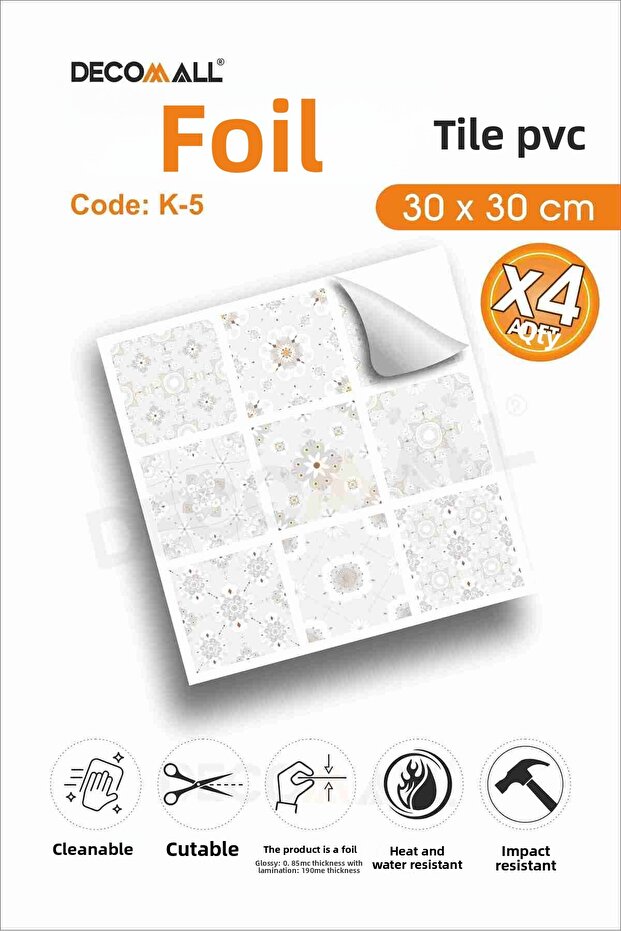 طلاء أرضية حمام المطبخ المقاوم للماء من CodeK-5 - 30 × 30 سم (4 قطع)
