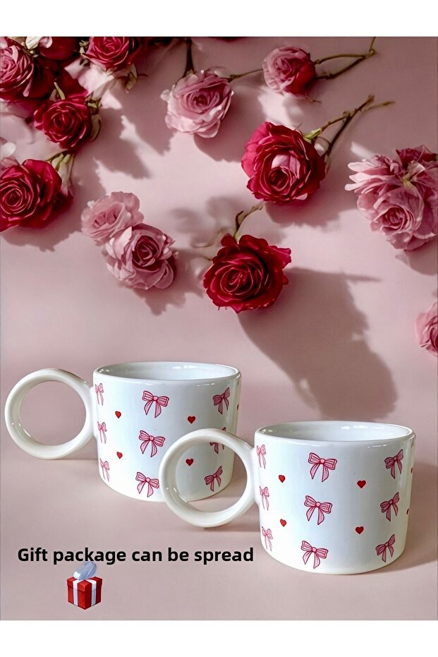 مجموعة Pinterest مكونة من 2 كوب على شكل قلب منقوش