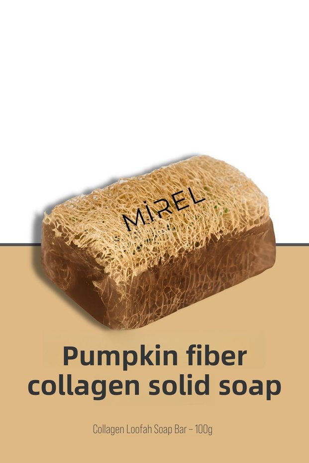 Natural Pumpkin Fiber Collagen Soap - Pumpkin Fiber Aloe Vera Soap - Exfoliating Effect