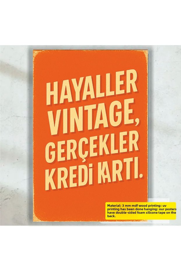 Dreams Vintage Facts Credit Card Funny Witty Sayings Wall Lettering Retro Wood Poster Painting