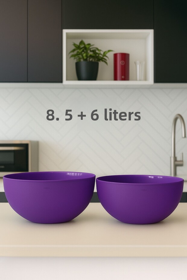 Large Size Round Bowl Set, Salad Bowl, Fruit Vegetable Bowl | Bpa Free, Dough Basin, 2 Pieces