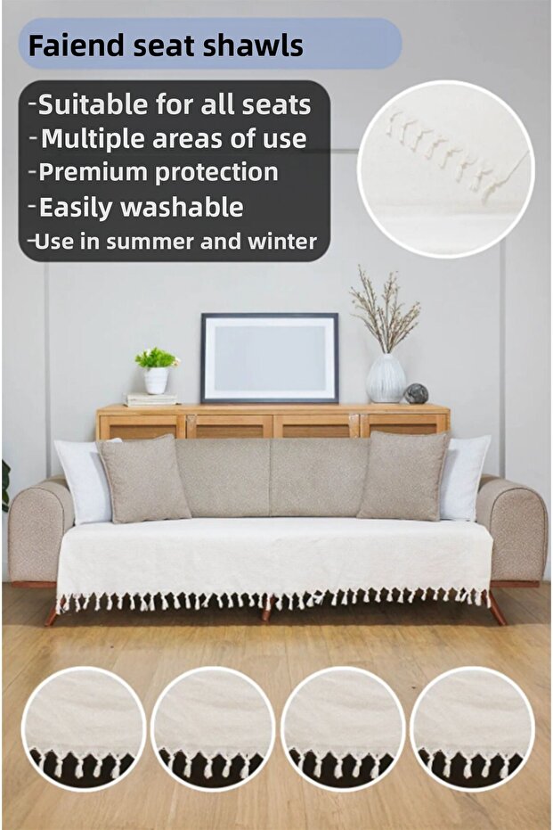 Seat Cover 115X210 cm Sofa Sofa Bed Duvan Armchair Cover Cotton Washable Plain Shawl