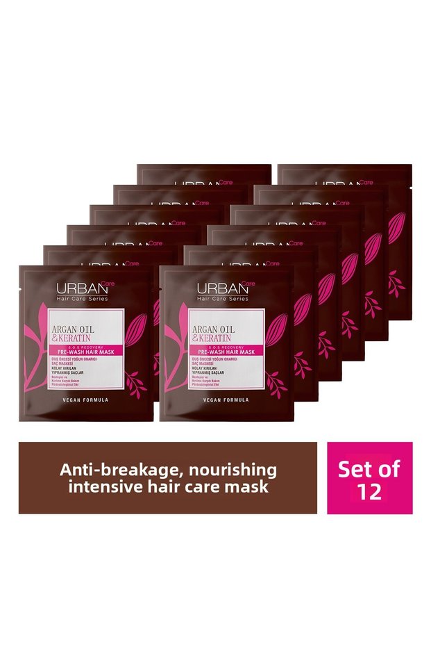 Argan Oil & Keratin Hair Care Mask Set 12 Pack Pre-Shower Frizz Solving