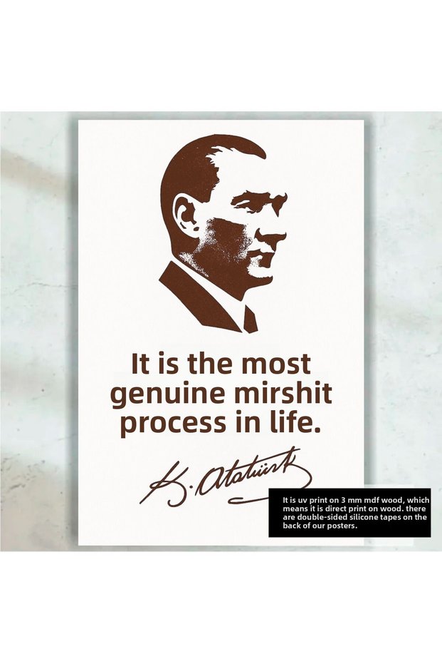 The Most Genuine Merit in Life Is Knowledge Mustafa Kemal Ataturk Quotes Retro Wooden Poster Painting