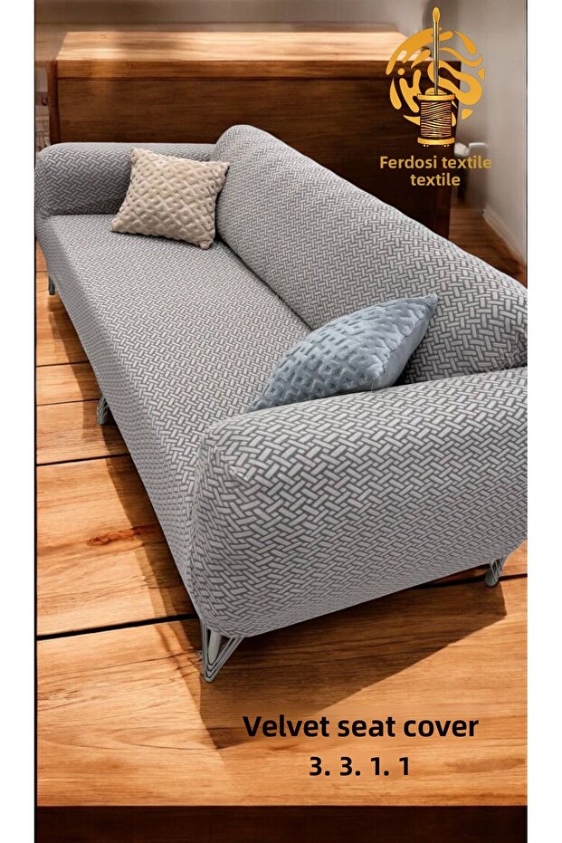 Tuğladesen 3,3,1,1 Elastic Sofa Cover | Elastic Seat Cover | Sofa Cover Set Milky