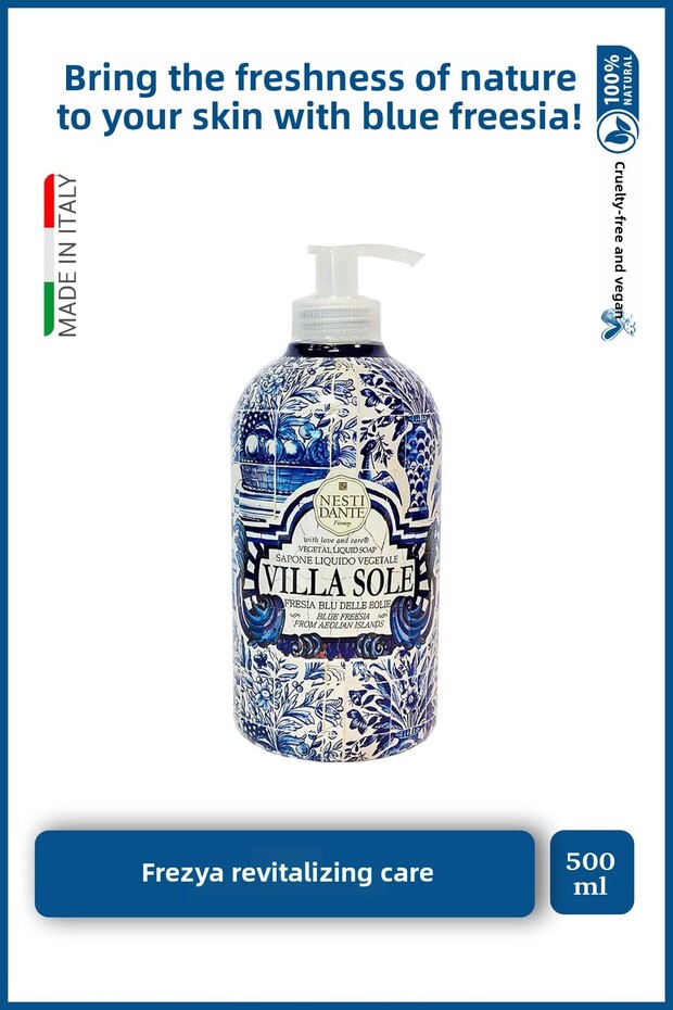Villa Sole Fresia Blu Delle Eoilie Liquid Soap 500ml L Refreshing L Blue Freesia Flower
