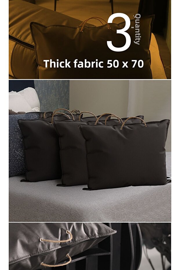 Set of 3 70X50 cm Pillow & Clothes Organizer Bag Black
