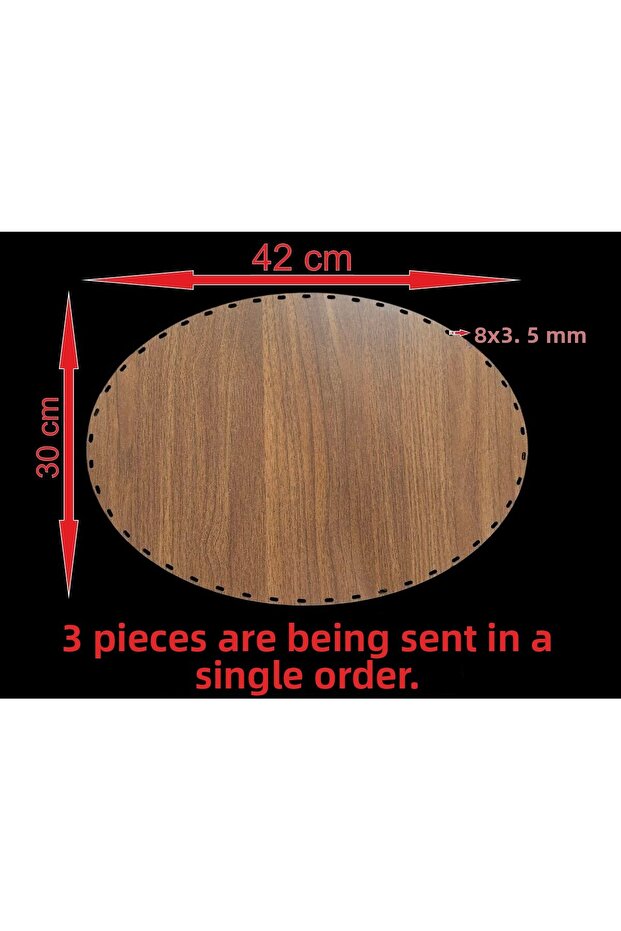 Wooden 42X30 cm 3 Pieces Raddan Bamboo Tray Knitting Plate Coaster Crochet Base Craft Basket Base