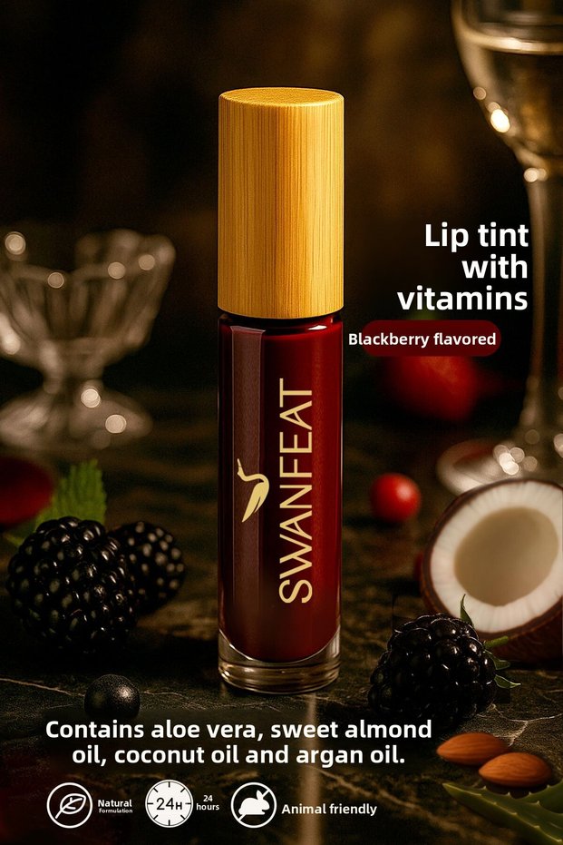 Lip Tint Nourishing Vitamin Moisturizing Aloe Vera Blackberry Flavored Burgundy Color 10ml